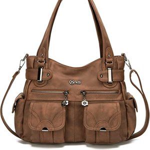 Brown Purses and Handbags for Women Large Hobo Shoulder Bags Soft PU Leather